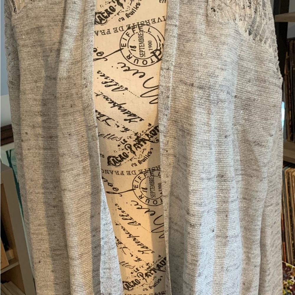 Gray Open Front Cardigan